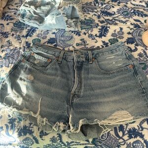 Levi's Light Blue Distressed Jean Shorts
